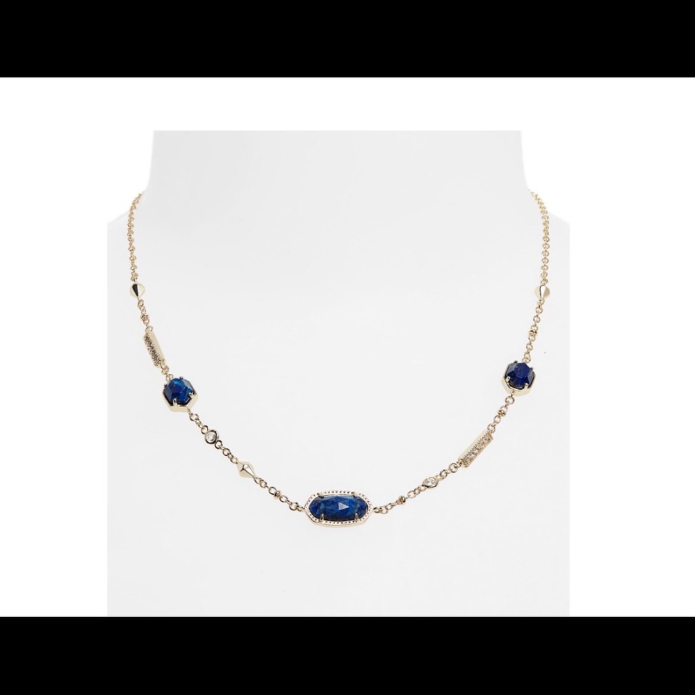 NWOT Maddie Long Station necklace in blue